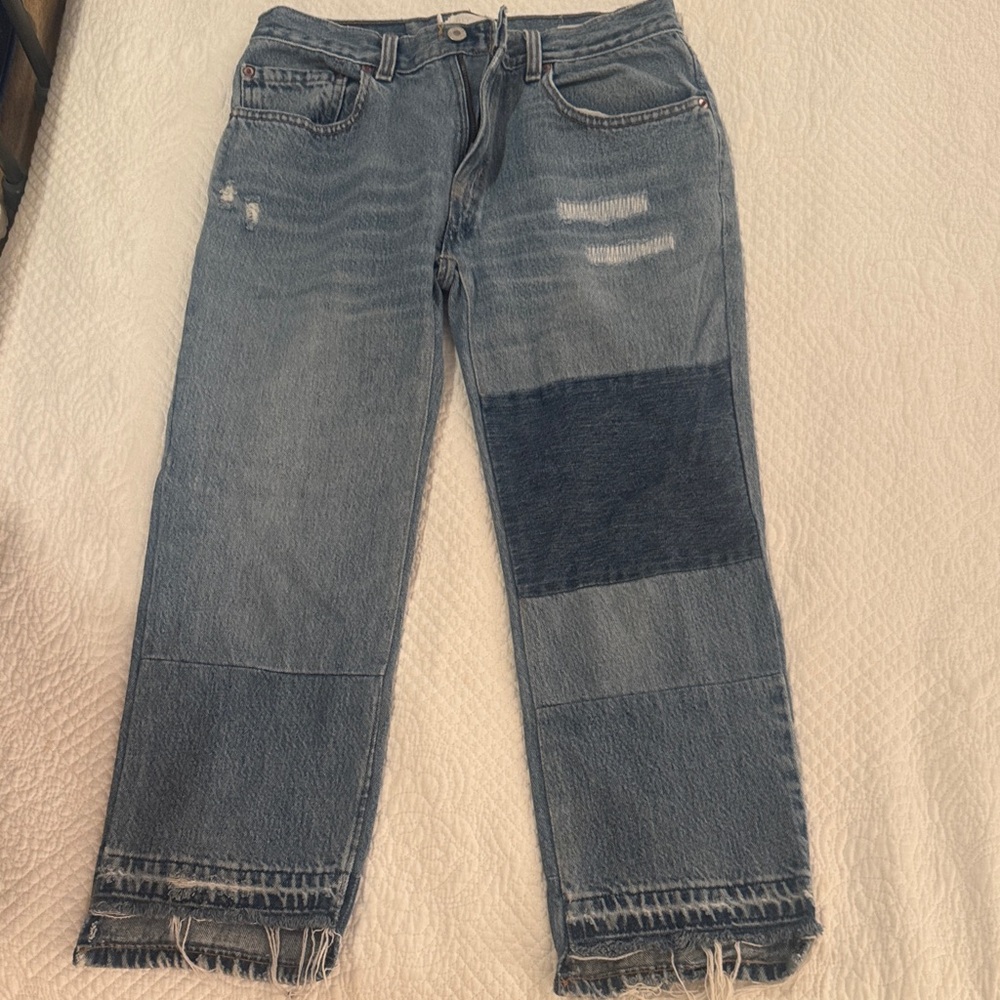 Nili Lotan Franki Patchwork Straight Jeans